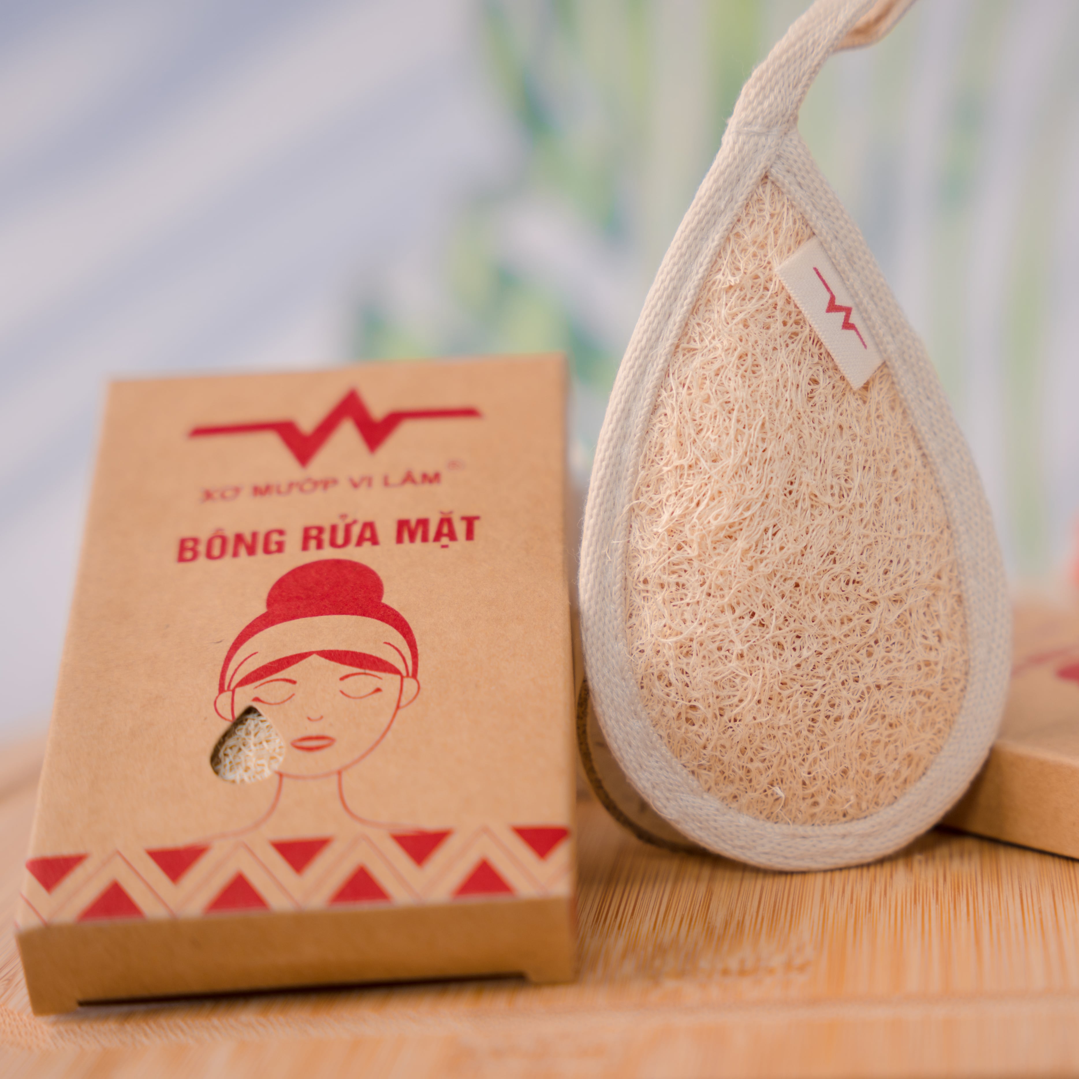 Bông Rửa Mặt Xơ Mướp Vi Lâm - Massage Mặt Và Tẩy Tế Bào Chết Vùng Da Mặt, Giúp Vùng Da Mặt Trắng Hồng Tự Nhiên