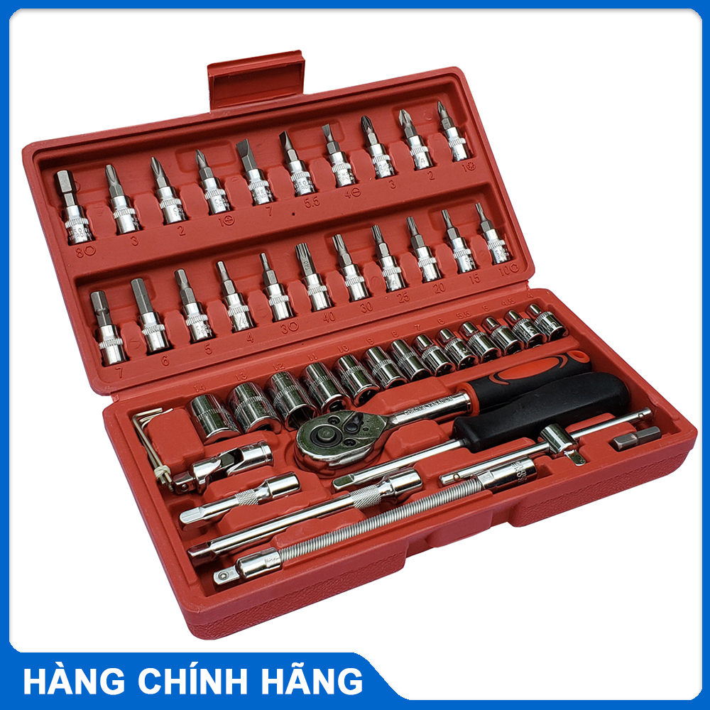 Bộ Dụng Cụ Sửa Chữa Đa Năng KIOTOOL 46 chi tiết - Bộ dụng cụ vặn bu long ốc vít sửa chữa xe máy 