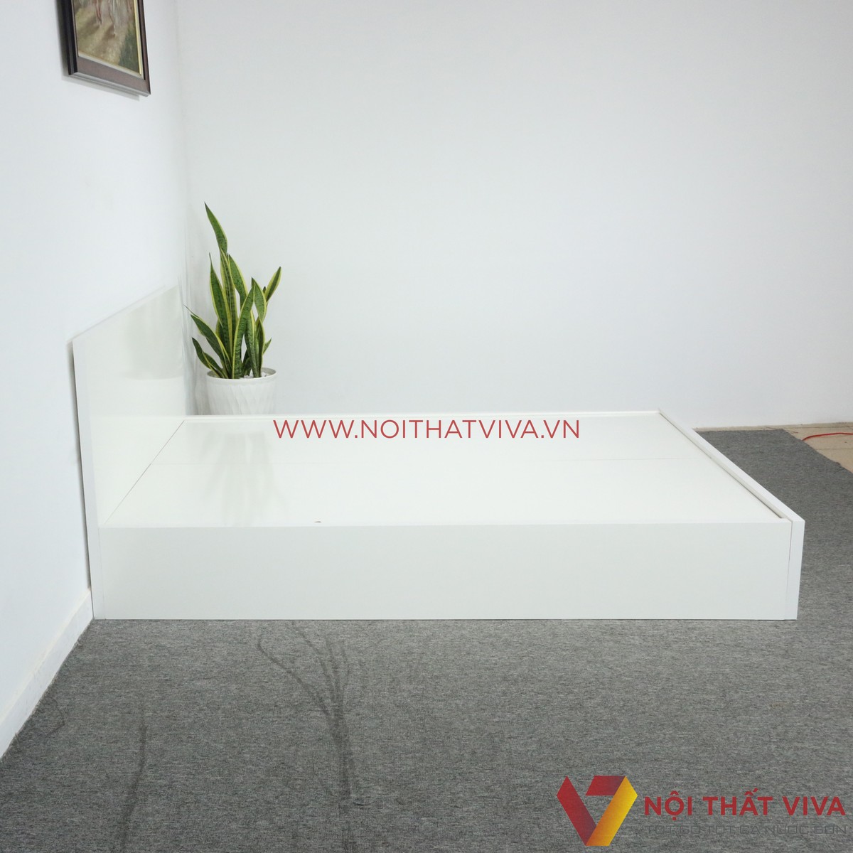 Giường Ngủ MDF Phủ Melamine Màu Trắng Đẹp Giá Rẻ