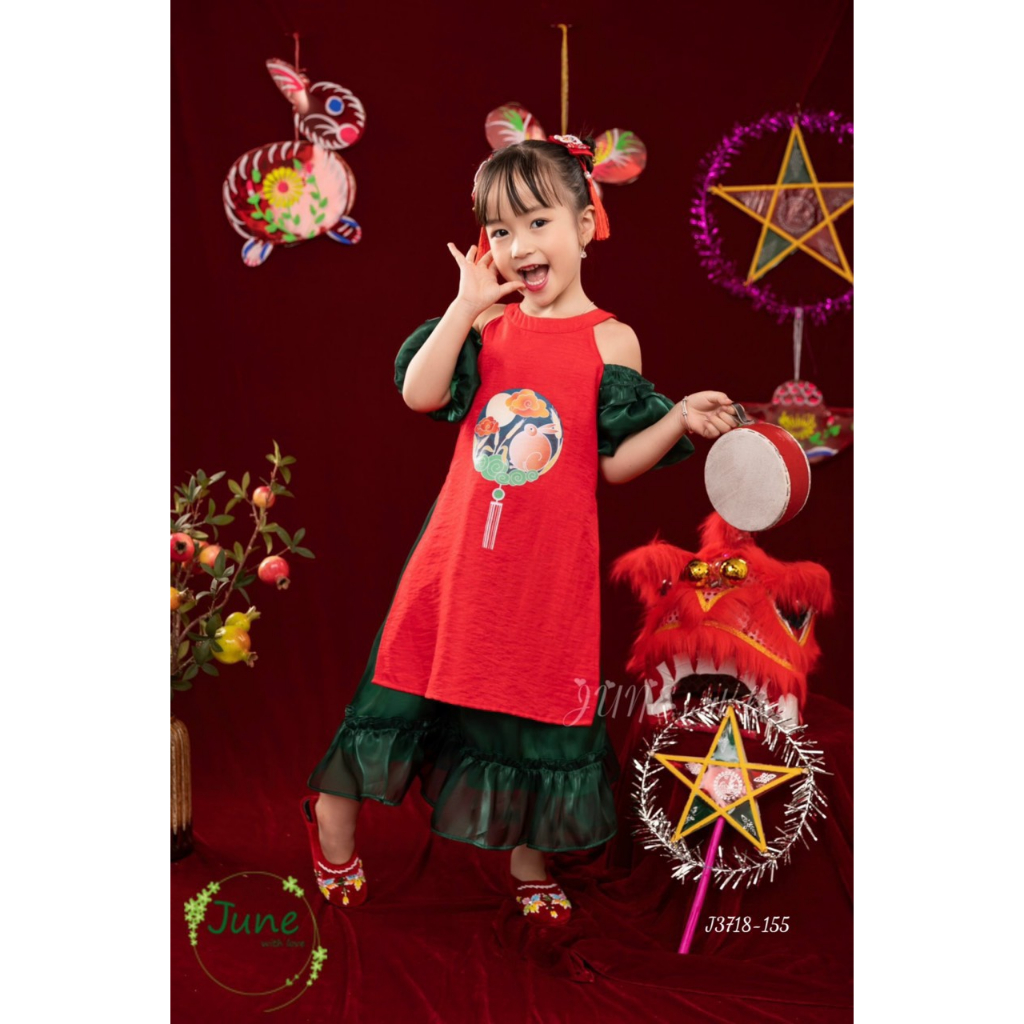 Áo dài tết cho bé gái từ 12-35kg hàng thiết kế cao cấp