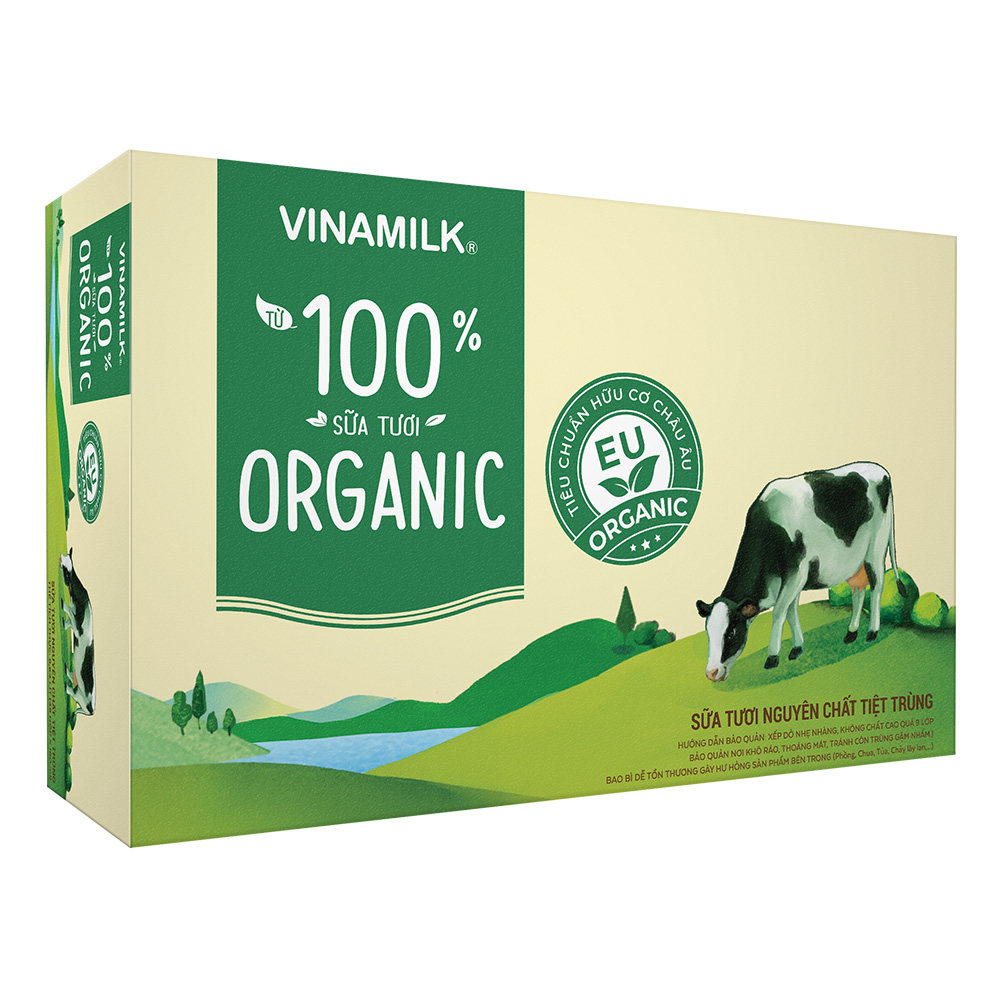 Thùng 12 Hộp Sữa Tươi Tiệt Trùng Vinamilk 100% Organic Không Đường