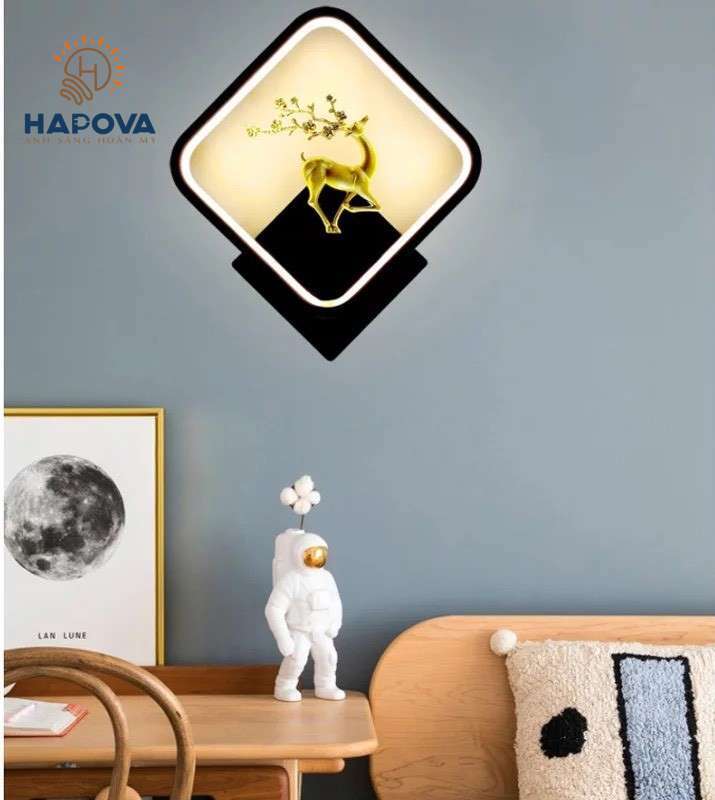 Đèn tường trang trí hình hươu HAPOVA DGT 2090 Màu Trắng, Đen
