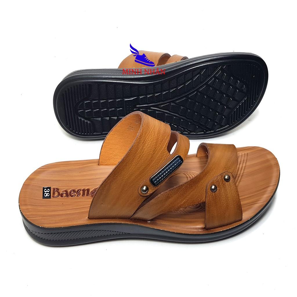 Dép da nam tăng chiều cao 4cm Xăng đan Sandal nam da bò xịn quai ngang quai hậu cao cấp xuất khẩu thời trang đẹp Q-19