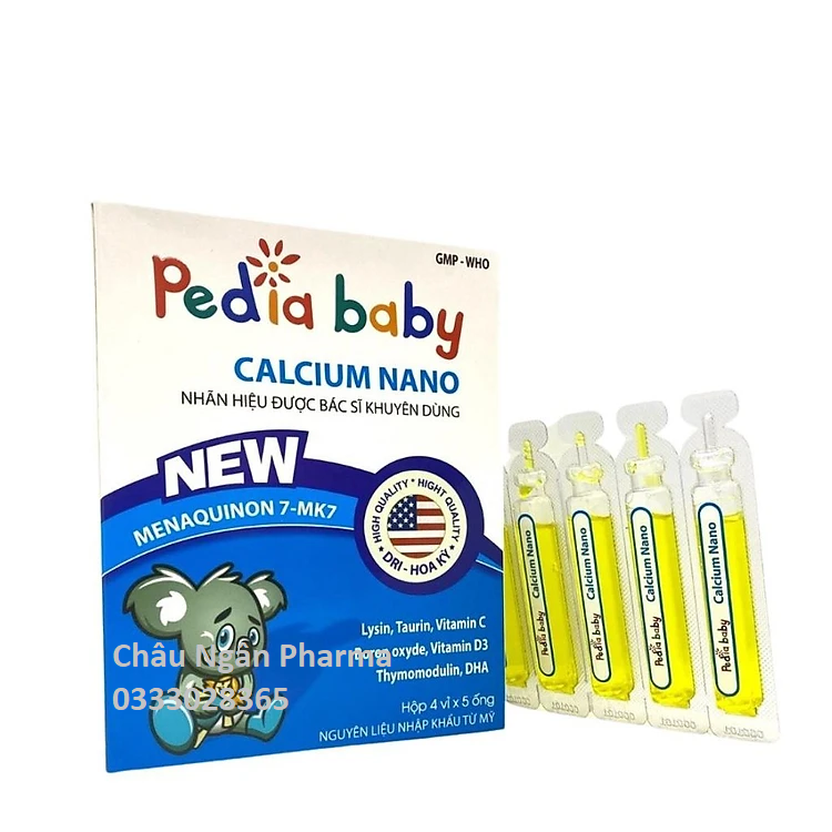 Pediababy Calcium nano New - Bổ Sung Canxi Cho Bé- Công Thức Vượt Trội- Hộp 20 ống