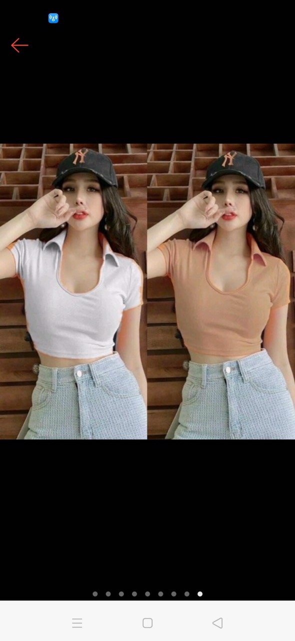 Áo Thun Cổ Trụ Siêu Sang Chảnh Ngực Sâu Sexy