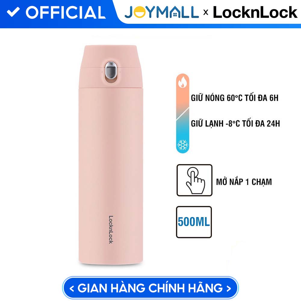 Bình Giữ Nhiệt Locknlock Featherlight One - Touch Tumbler 500Ml Lhc3257Pik - Màu Hồng