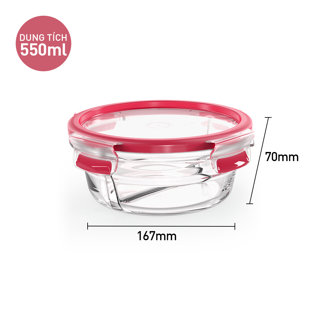 Hộp bảo quản thực phẩm thủy tinh Tefal Masterseal Glass 550ml - Hàng chính hãng