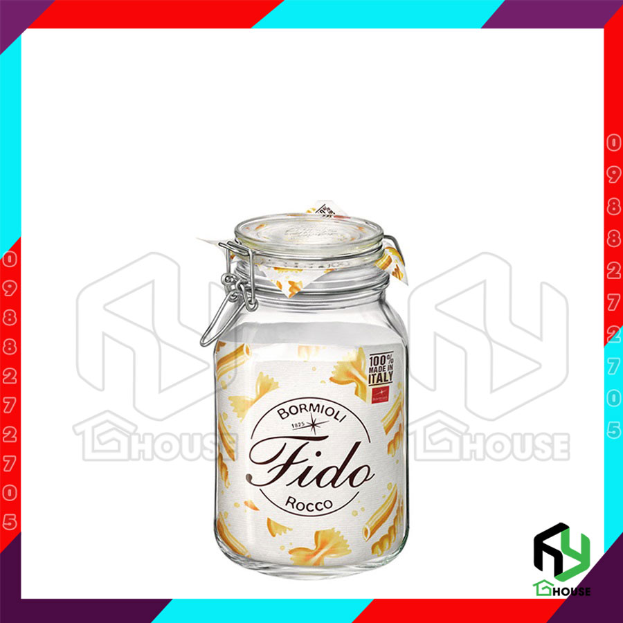 ITALY-Hũ thủy tinh nắp cài FIDO - Bormioli Rocco - 2000ml - Siêu kín hơi - Glass jar with airtight lid