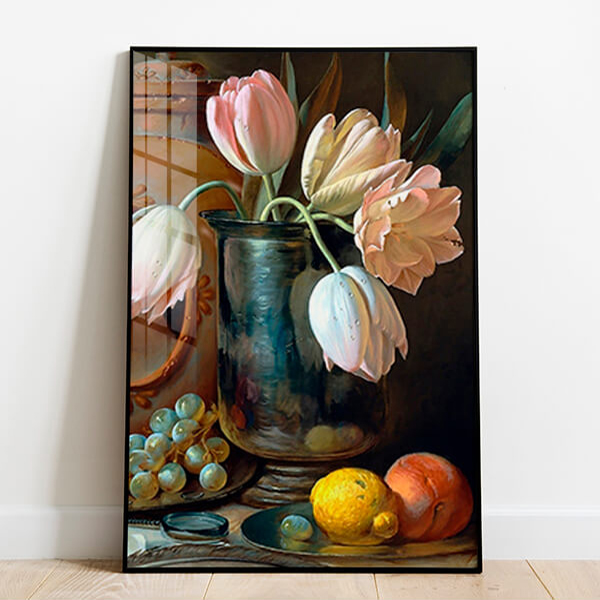 Tranh treo tường – Tranh canvas bình hoa cổ điển CA501- Vải canvas kim tuyến cán PiMa - công nghệ in UV - Khung viền composite - bền màu 10 năm.
