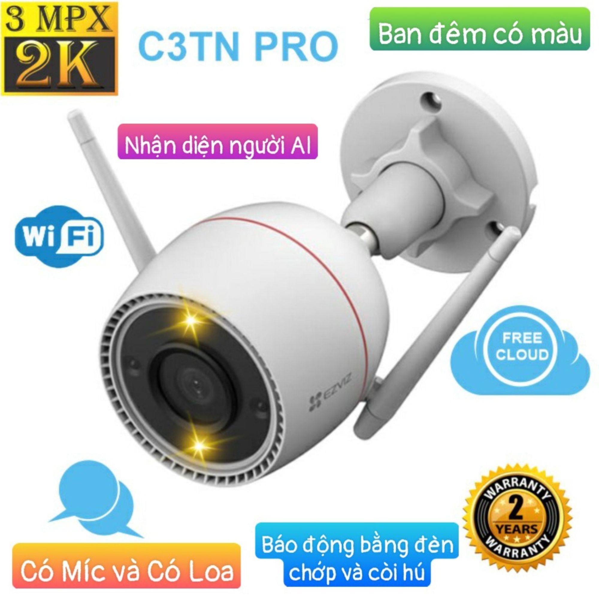 Camera WiFi ngoài trời 3MP EZVIZ C3TN OutPro - Hàng chính hãng