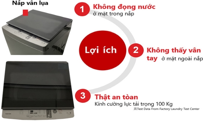 Máy giặt Toshiba Inverter 9 Kg AW-DK1000FV(KK) - Nắp đậy an toàn