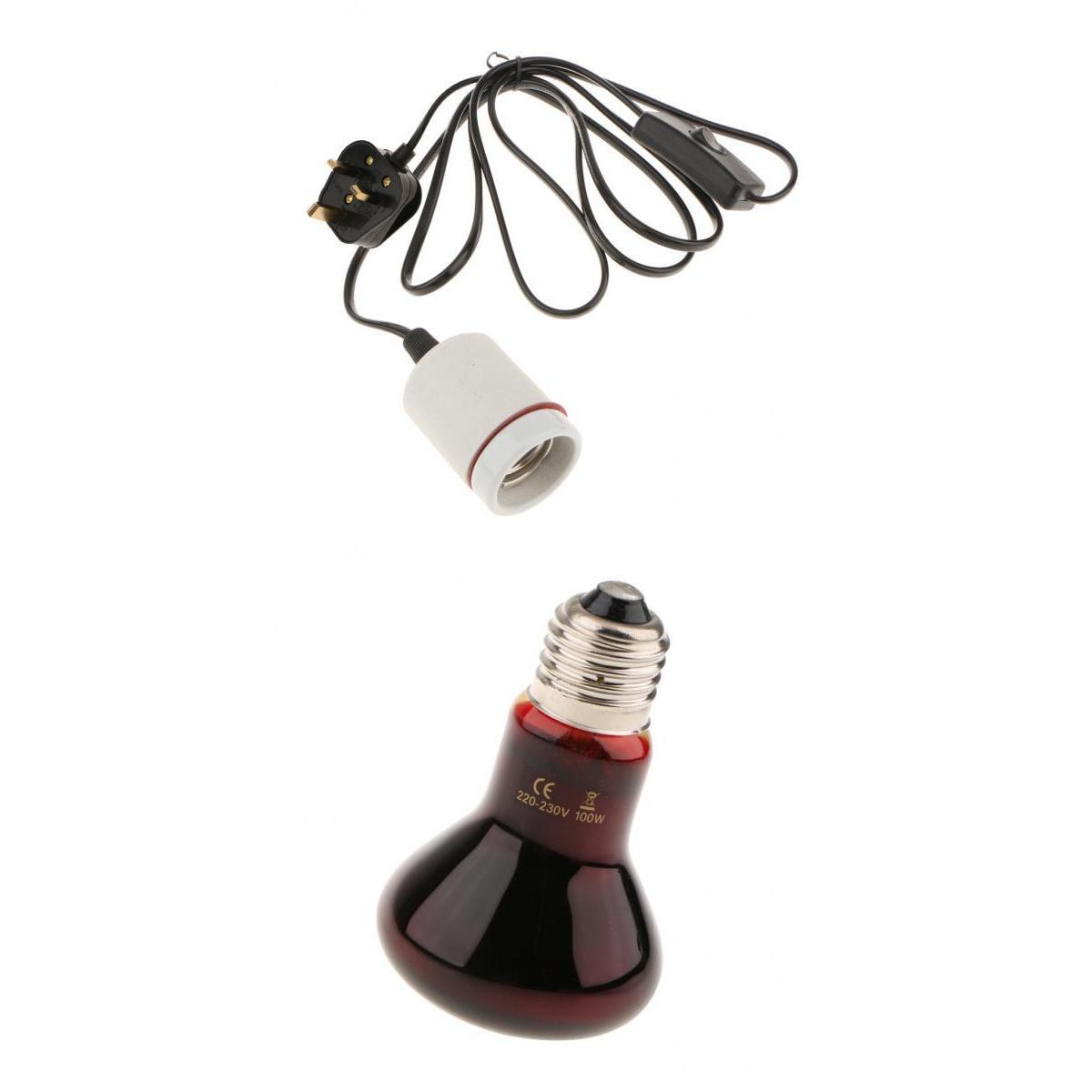 220V Reptile UVA Heat Light Bulb Night View E27 Heating Lamp-UK Plug