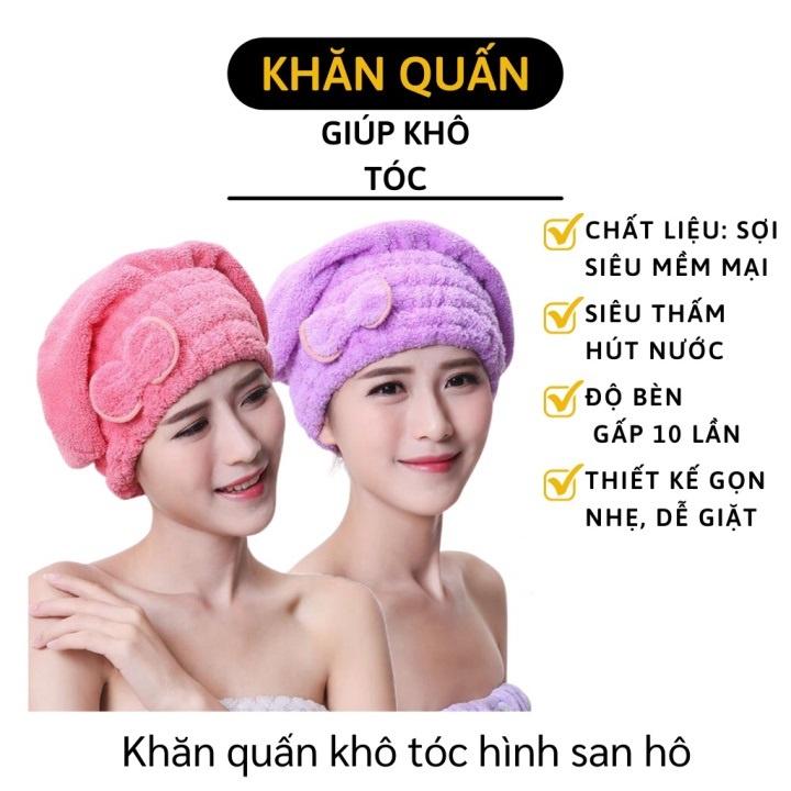 Khăn Quấn Đầu Khăn Ủ Tóc Khăn Quấn Tóc Giúp Khô Tóc Hình Nơ