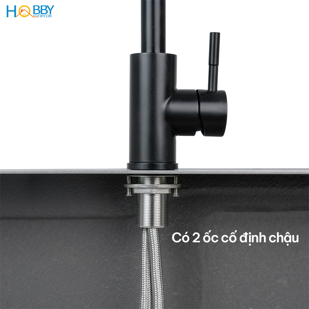 Vòi rửa chén nóng lạnh inox 304 sơn đen Hobby home decor CRC4