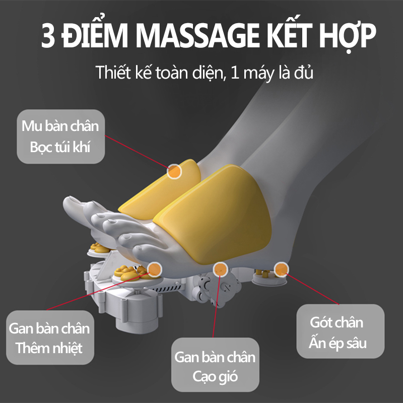 Máy massage chân có túi khí ấn bóp điểm huyệt chườm nhiệt nóng xoa bóp bàn chân