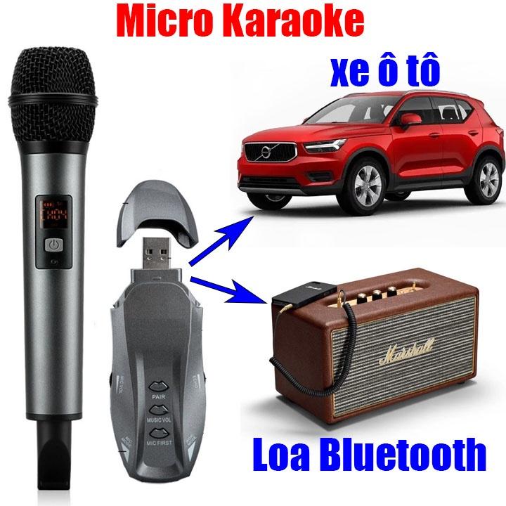 Micro Không Dây Có Echo và Bluetooth K18V, Dùng Cho OTO, Loa Bluetooth