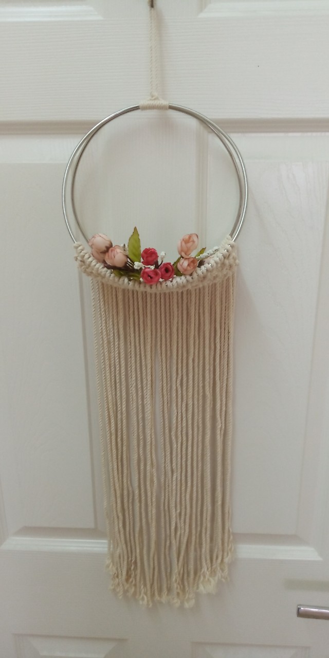 Giỏ treo trang trí lẵng hoa giỏ treo cây không khi khung tròn tết dây thủ công macrame