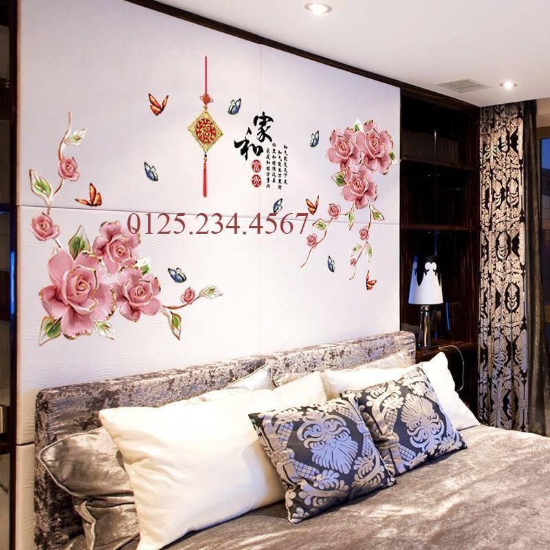 Decal dán tường Hoa hồng 3D HOT