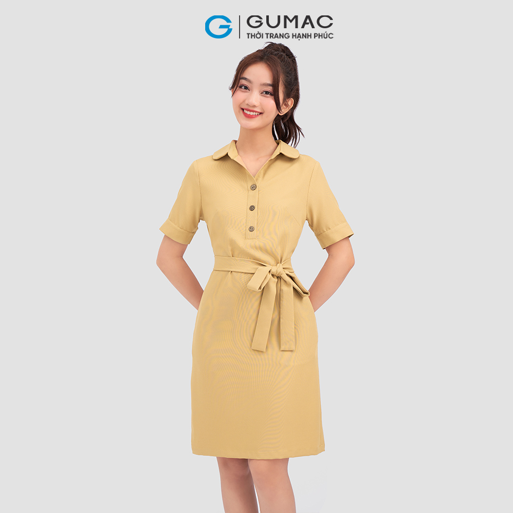 Đầm suông GUMAC LD1201 phối dây eo năng động