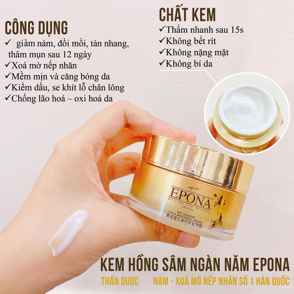 Kem dưỡng trắng mờ thâm nám xóa mờ nếp nhăn chiết xuất hồng sâm ngàn năm Epona Original Red Ginseng Gold Whitening 50ml