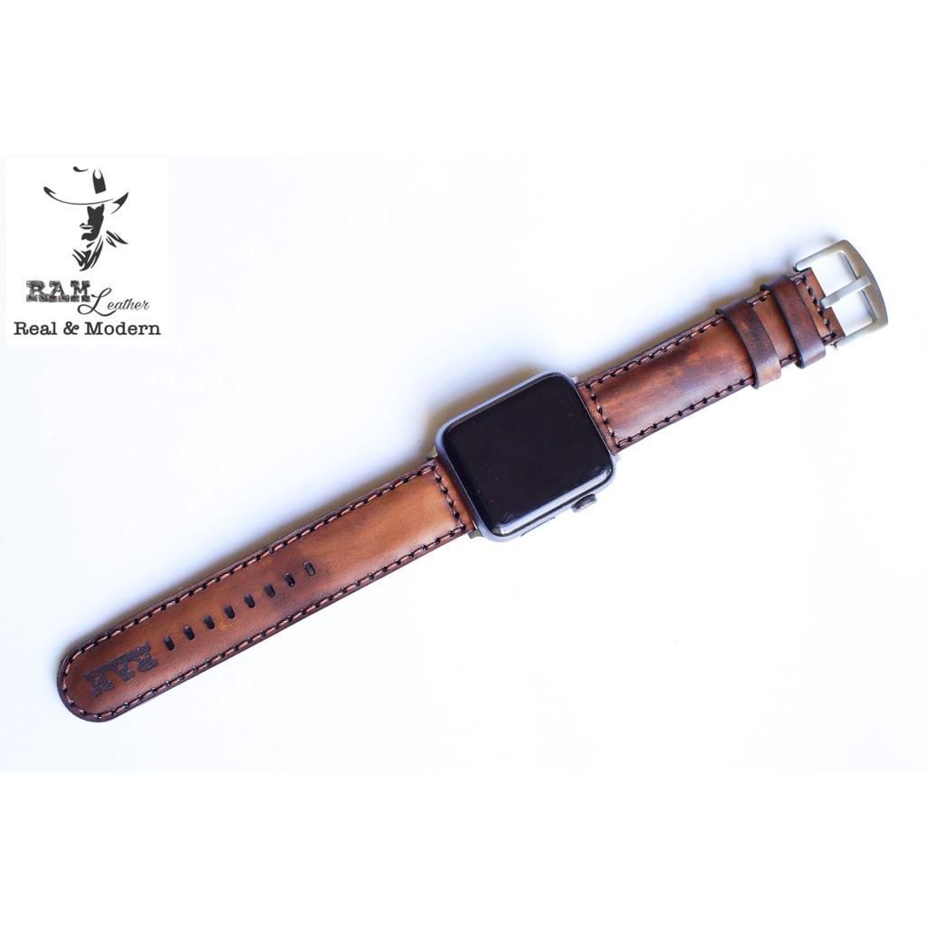 Dây đồng hồ da bò vegtan thảo mộc Ý nhuộm thủ công - RAM Leather Bauhaus 1970 socola