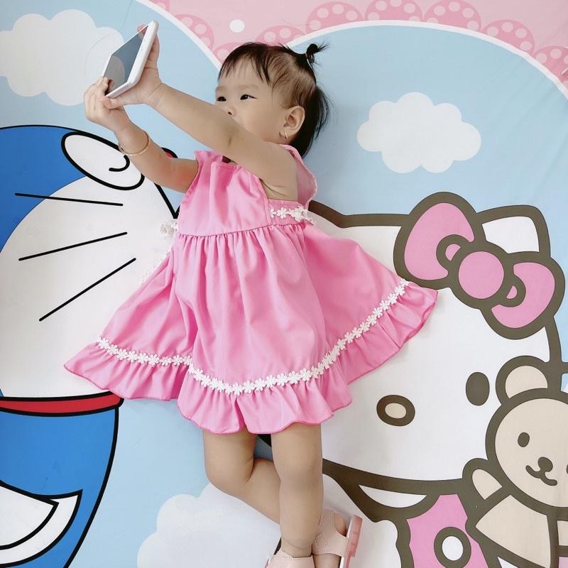 Váy Hồng Đào Kèm Chip Cho Bé Gái Từ Sơ Sinh - 16kg