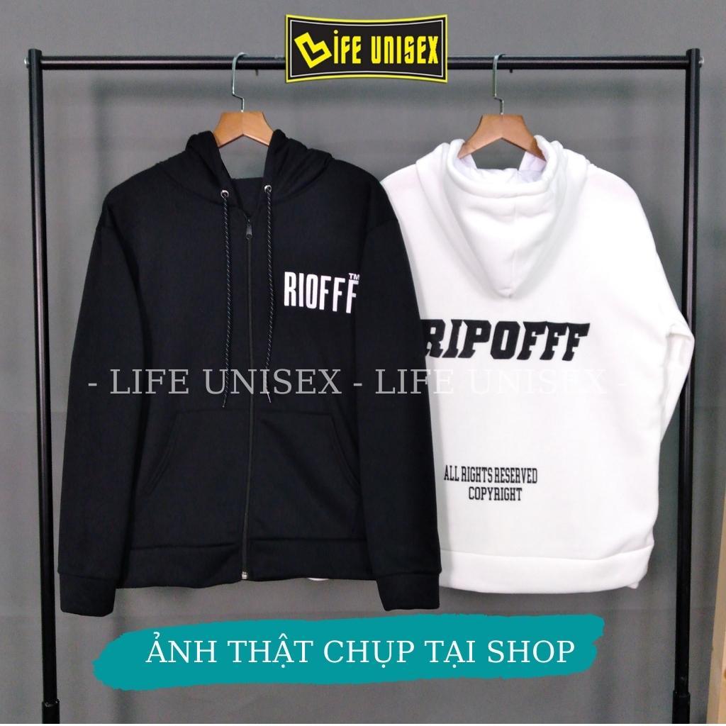 Áo khoác nỉ Hoodie RIPOFFF Dây Kéo Form rộng Áo Nỉ Bông ulzzang Phong Cách Unisex Unisex