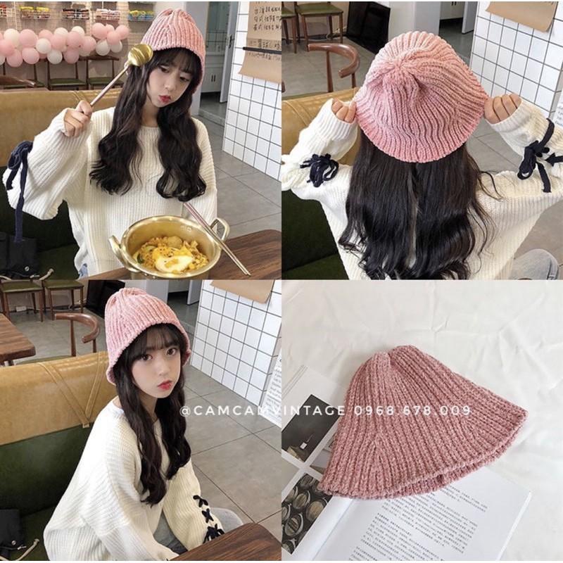 Mũ bucket nón ulzzang beanie chú lùn sụp tone màu vintage đáng yêu