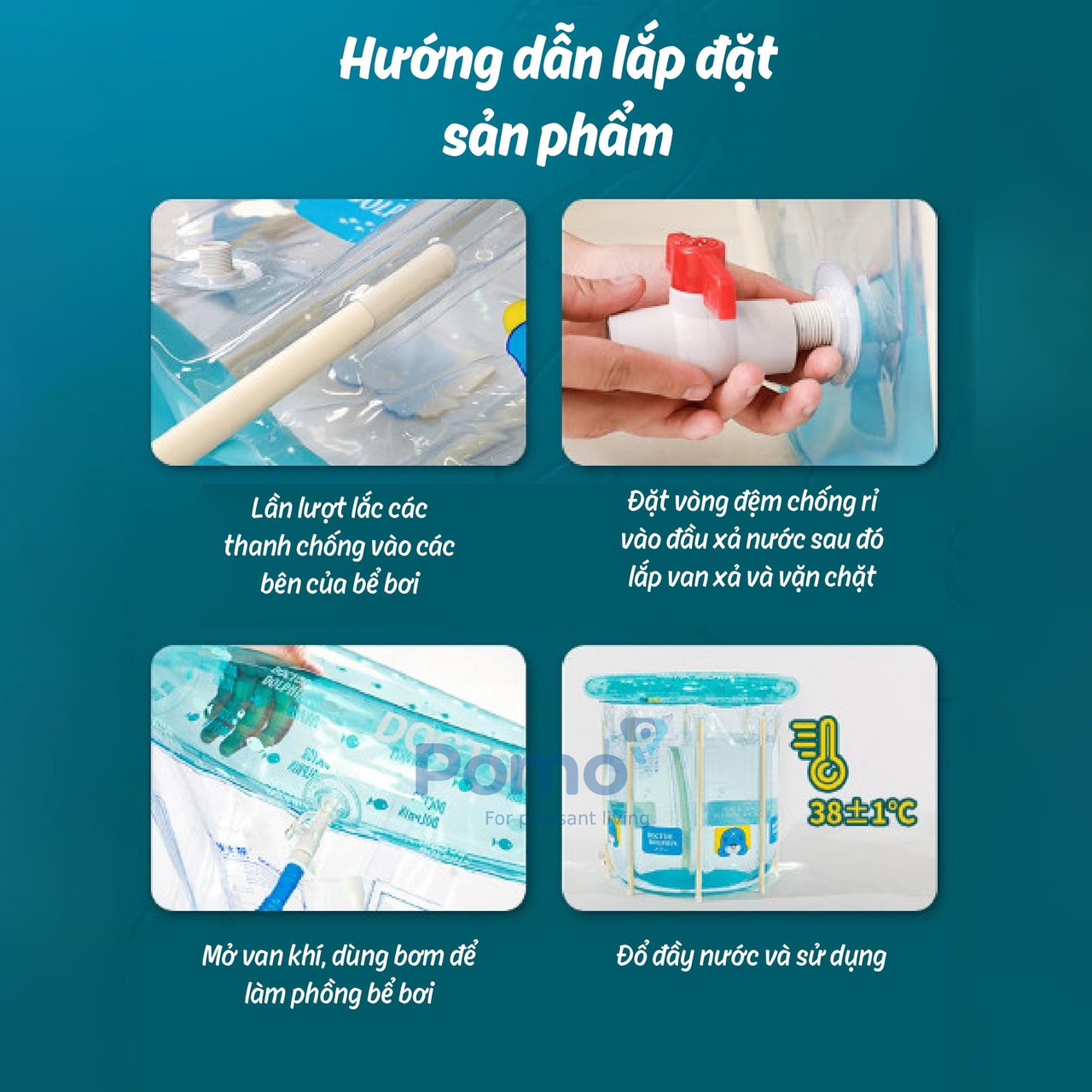 Bể bơi cao thành cho bé kèm phao đỡ cổ - Họa tiết ngẫu nhiên