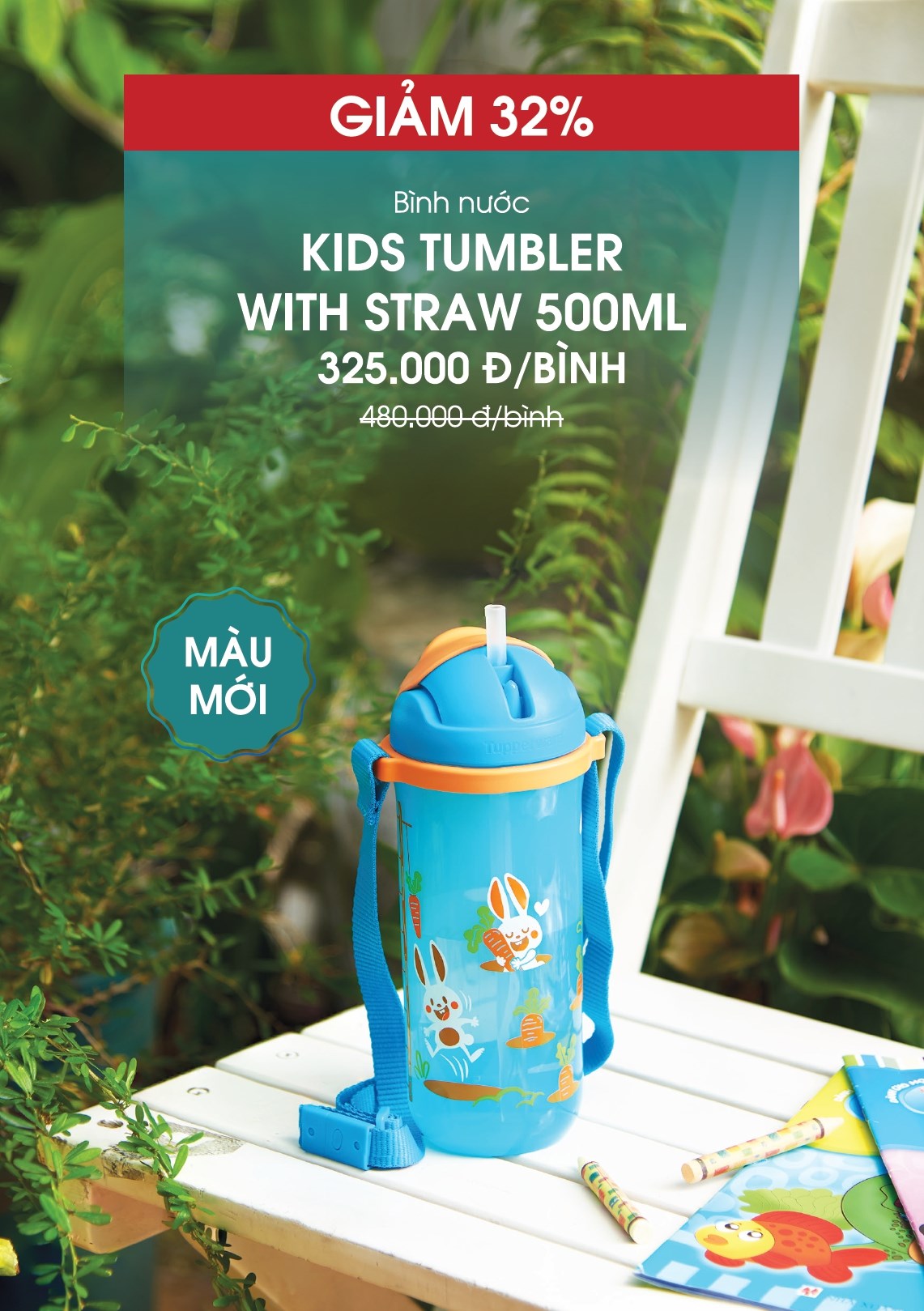 Bình Nước Kids Printable Straw Tumbler 500ML