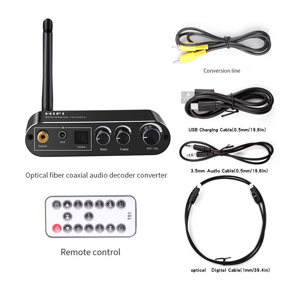 ROGTZ Bộ Chuyển Đổi Âm Thanh DAC Bluetooth T01 Chỉnh Treble, Bass, Volume - Hàng Nhập Khẩu