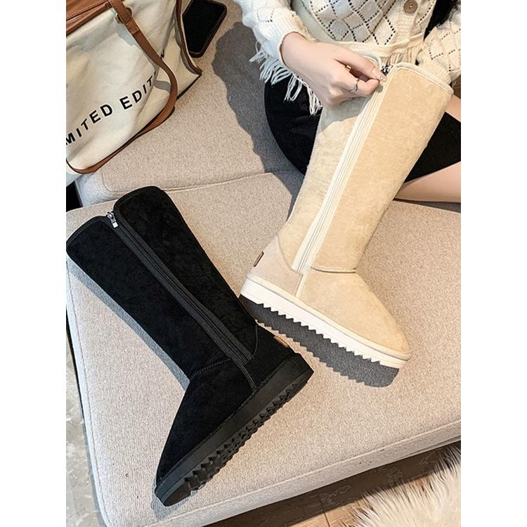 Giày Bốt Đi Tuyết Cao Qua Gối Lót Lông Cừu Dày Chống Trượt Có Khóa Kéo Bên Hông Phong Cách Mới 2022 Cho Nữ