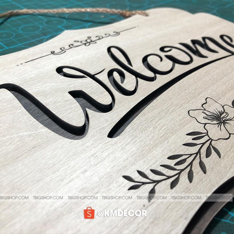 Bảng welcome gỗ decor treo cửa trang trí shop siêu đẹp