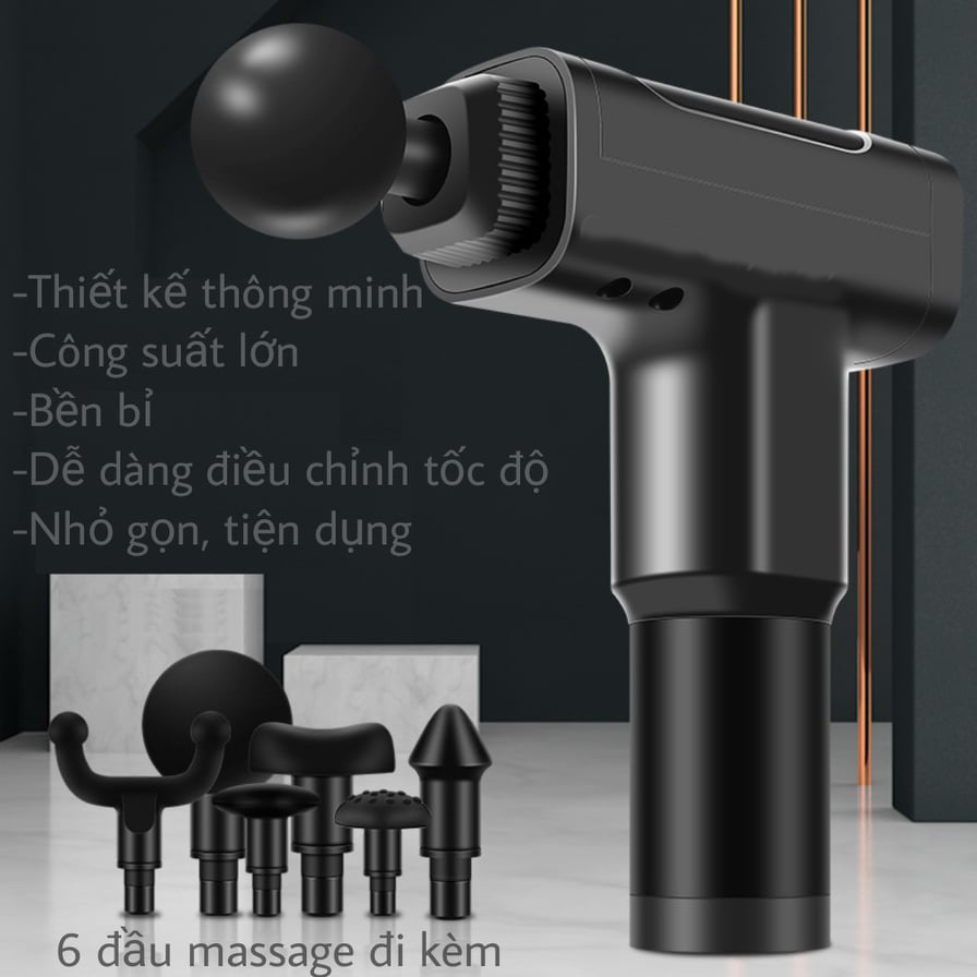 Máy Massage Cầm Tay Cao Cấp - 20 Cấp Độ, Hỗ Trợ Mát Xa Chuyên Sâu, Giảm Đau Cơ, Cứng Khớp giao màu ngẫu nhiên