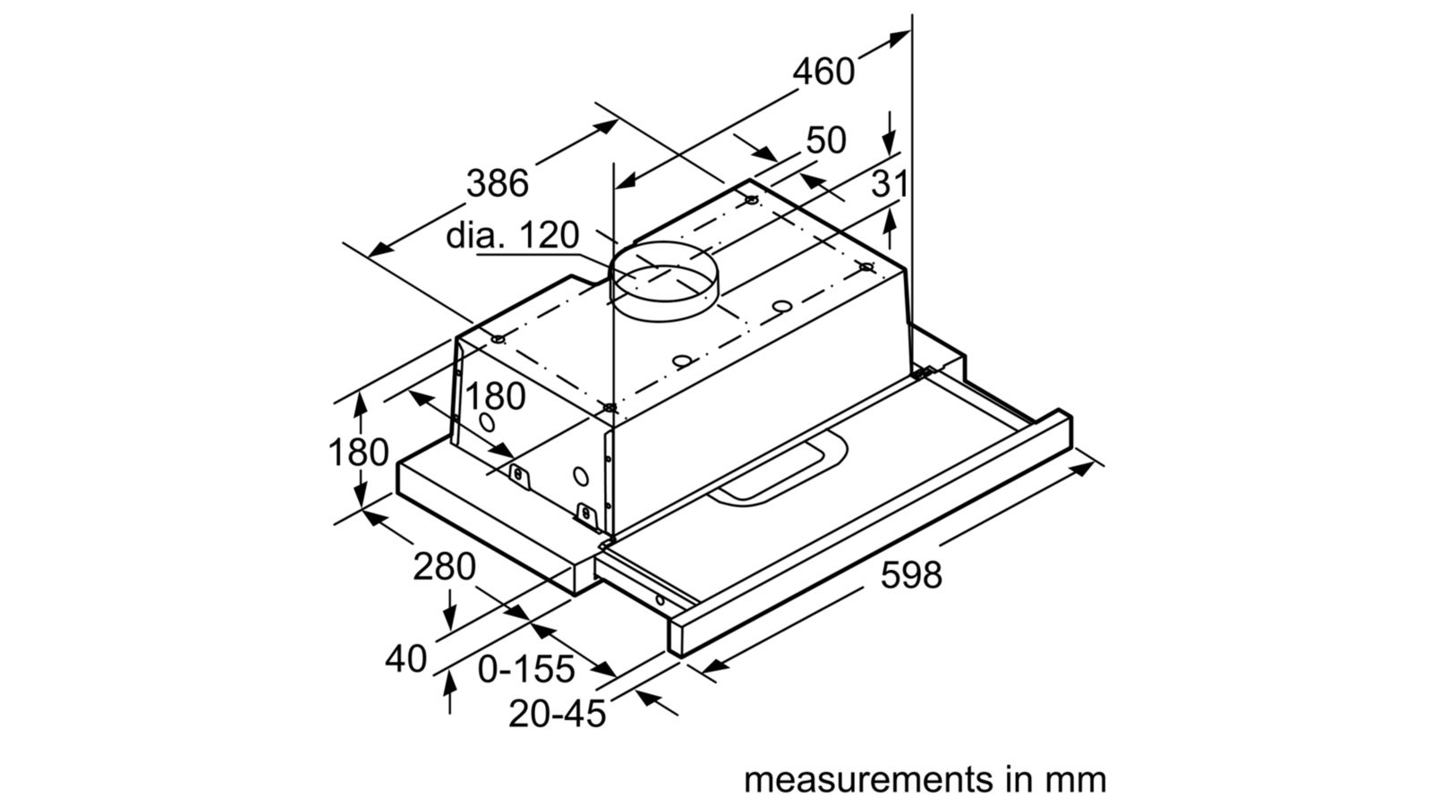 MÁY HÚT MÙI ÂM TỦ BOSCH DHI623GSG/539.86.052 - HÀNG CHÍNH HÃNG