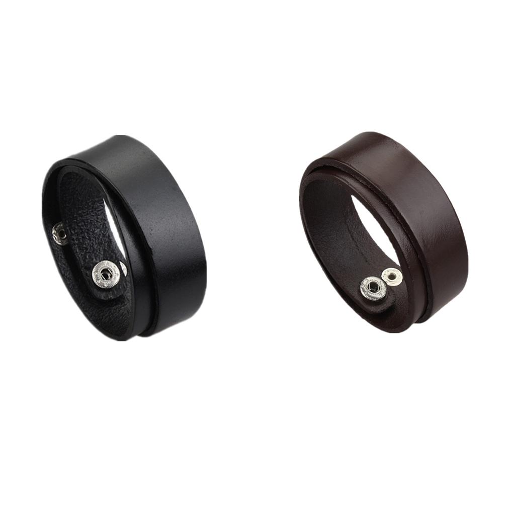 Novelty Creative PU Leather Double Circle Double Buckles Bracelet Black