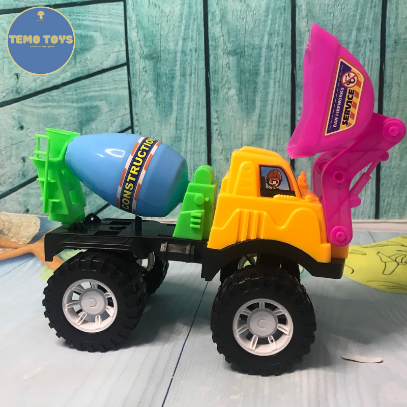 Đồ chơi Ô Tô Xe Ben Trộn Bê Tông Máy Xúc Xe Công Trình cho bé trai Temo Toys