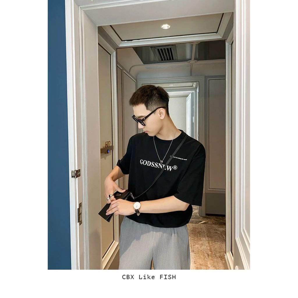 Áo thun oversize Unisex chữ GOD SS NEWS độc lạ Áo thun nam tay lỡ màu đen trắng aothununisex aophongnam