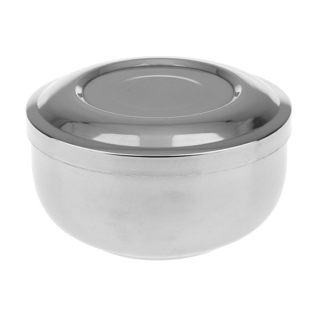 Men's Shaving Set - Beard Grooming Brush + Stainless Mug Bowl Cup with Lid