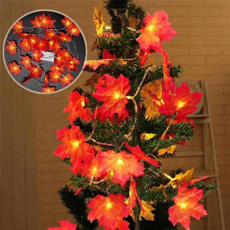 Dây đèn led hình bí ngô và lá phong dài 1.5/3m trang trí dịp halloween/ giáng sinh