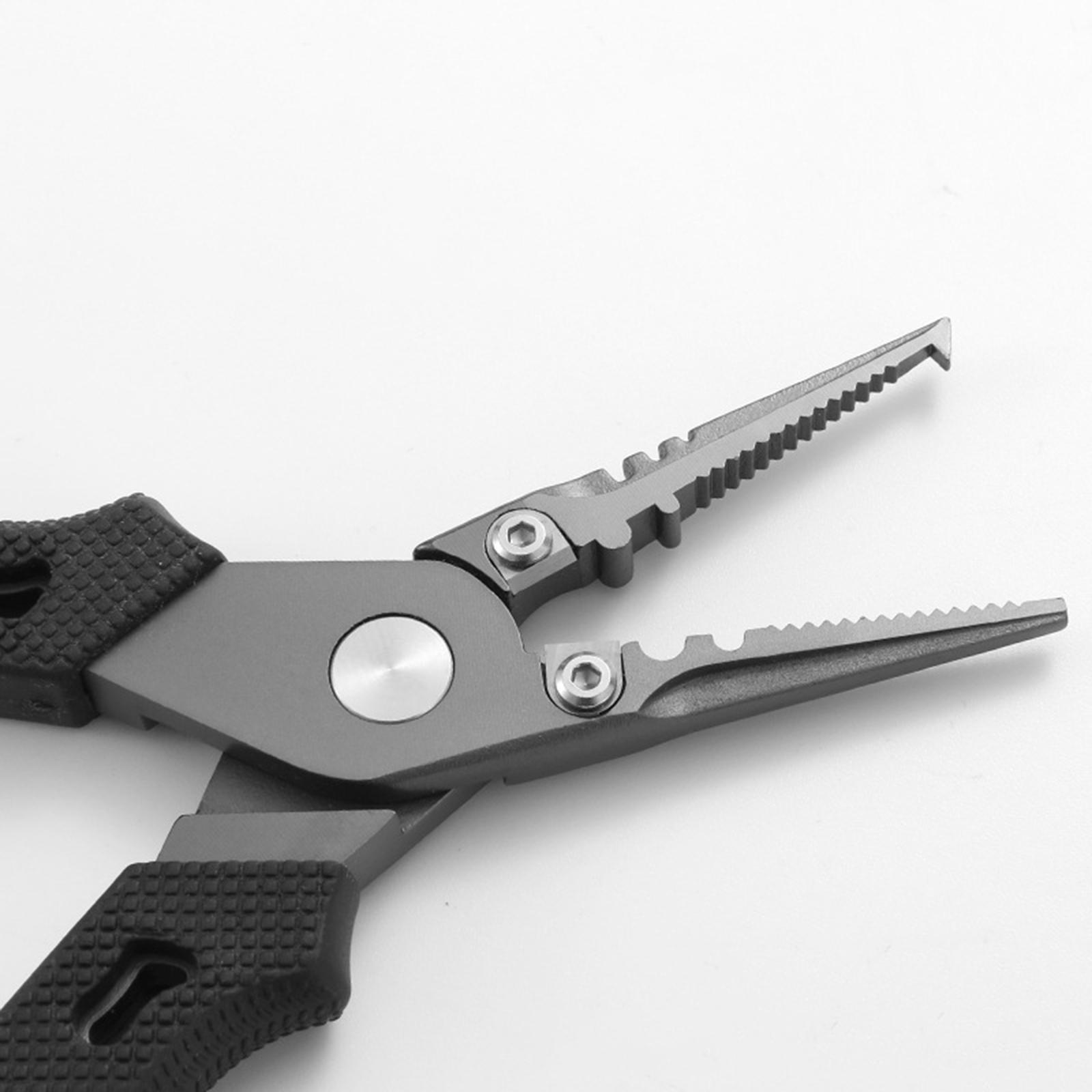 Fishing Pliers Saltwater with Sheath and Lanyard, Braid Cutters Split Ring Pliers Hook Remover Line Cutting Stainless Steel, Durable and Lightweight