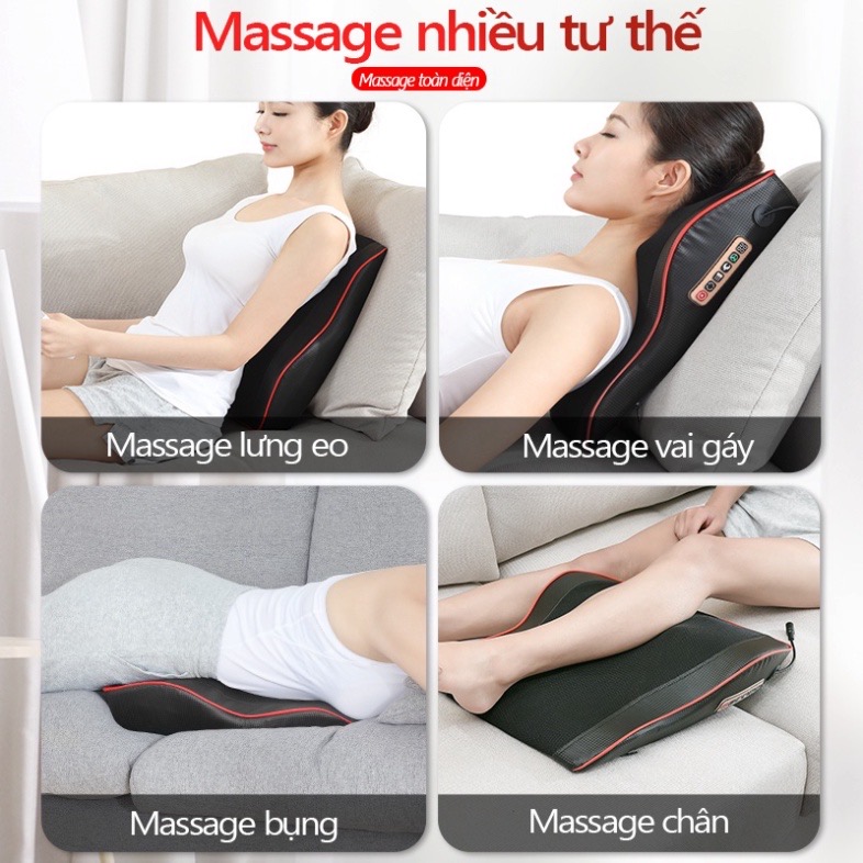 Gối Massage Cổ Vai Gáy Hồng Ngoại Đa Năng 20 Bi Cao Cấp, Bảo Hành 12 Tháng