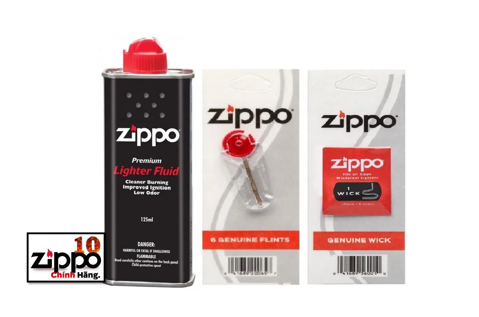 Combo: 3 sản phẩm Xăng – Đá – Bấc Zippo (Chính hãng 100%)