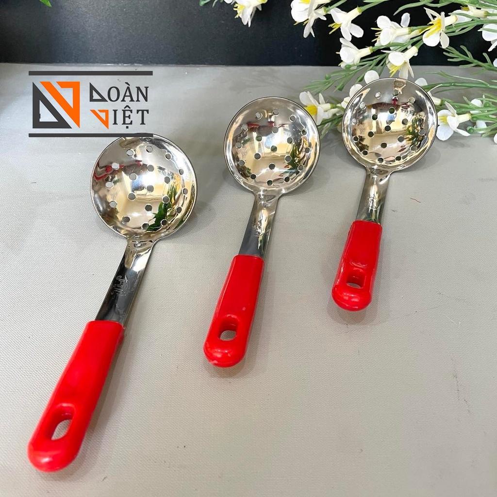 Muỗng Vá múc thạch, trân châu - Inox dày không rỉ , cán nhựa màu đỏ