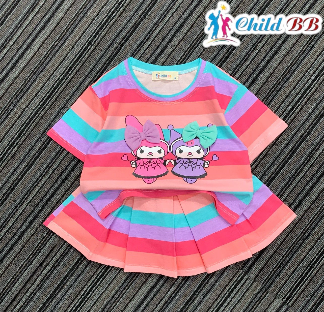 Đồ bộ bé gái, Bộ quần giả váy cho bé gái phong cách thể thao từ 20-40kg chất cotton mềm mịn mát