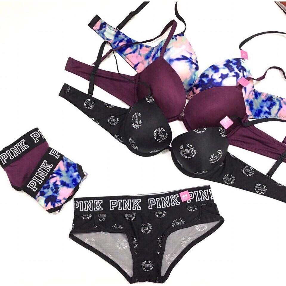 Bộ Đồ Lót Nâng Ngực Pink 8116VJ Họa Tiết