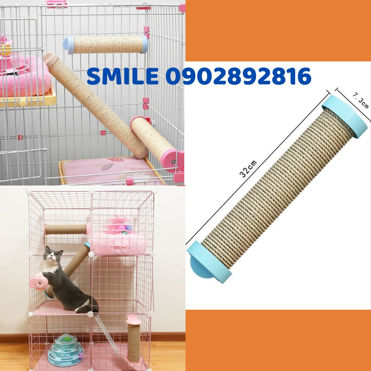 Bàn Và Cây Cào Móng Gắn Chuồng Lắp Ghép,Chuồn Thú Cưng Dành Cho Mèo Tiện Lợi