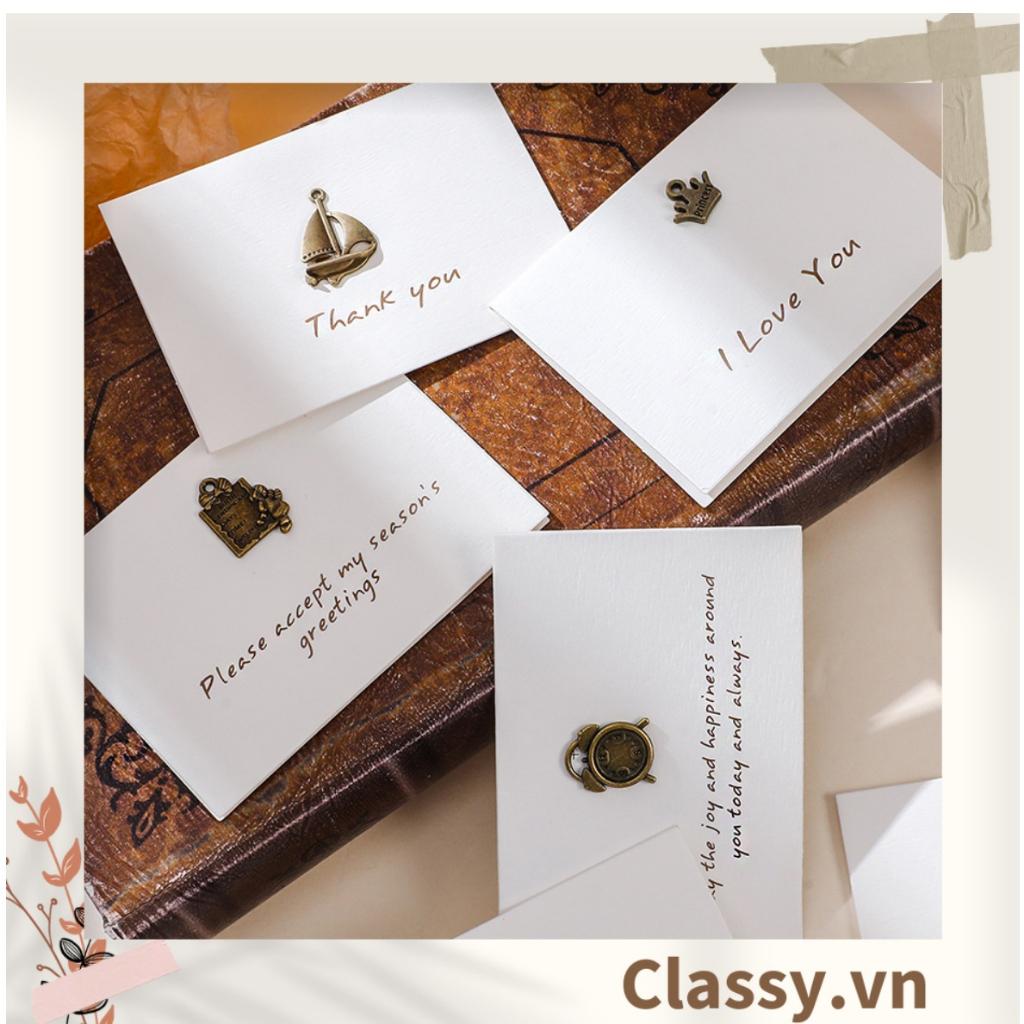 Thiệp Cổ điển Vintage Classy gắn hình 3D, giấy art sang trọng kèm phong bì màu trắng Q254