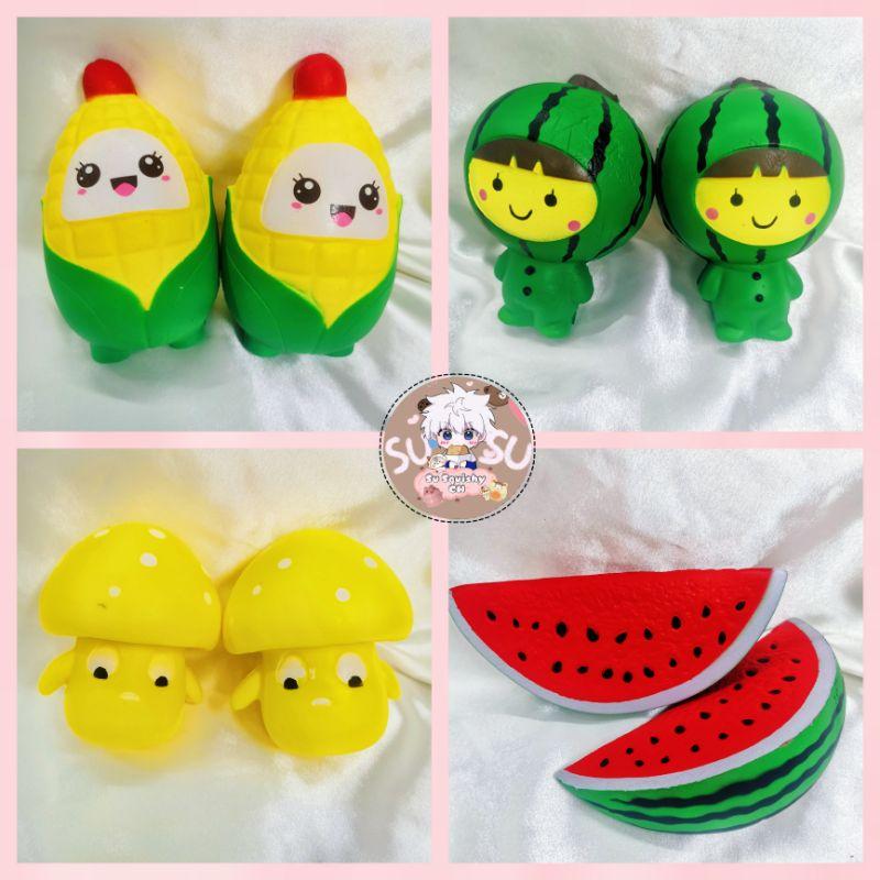 Đồ chơi Squishy bé bắp, cậu bé dưa, dưa hấu, nấm