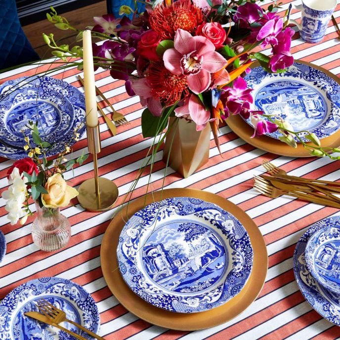Bộ bàn ăn 12 món màu xanh họa tiết vintage nhập khẩu Anh Quốc PM SPODE BLUE ITALIAN BLI8544